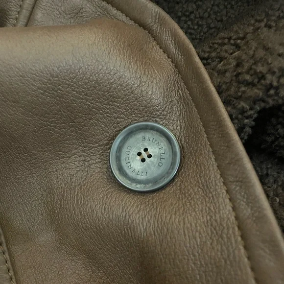 Brunello Cucinelli Mens Shearling Leather Brown Jacket Sz M - Picture 7 of 12